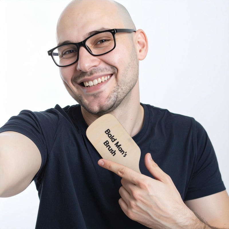 DOPENSPI 2PCS Funny Bald Man's Comb and Brush, Wooden Hairless Combing for Bald Men Grooming Tool Toothless Brush Comb Hair Loss Joke Novelty Gag Gifts for Men - Image 3